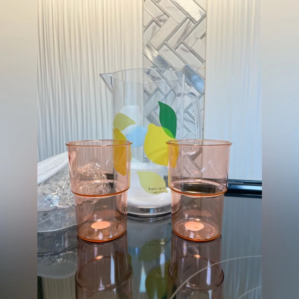SALE Kate Spade Lemon Pitcher and Stackable Cups Set
